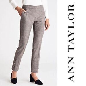 ANN TAYLOR ANKLE PANT WITH BUTTON DETAIL IN BROWN MULTI Size 6
